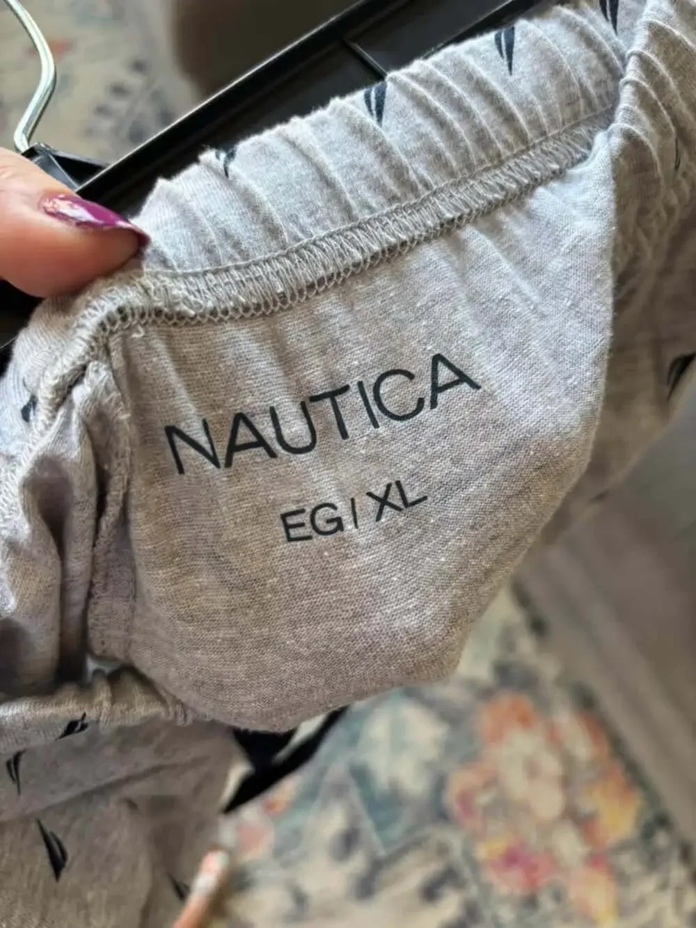 NWT Nautica Men's XL Heather Grey Knit Sailboat Print Pajama Lounge Shorts with